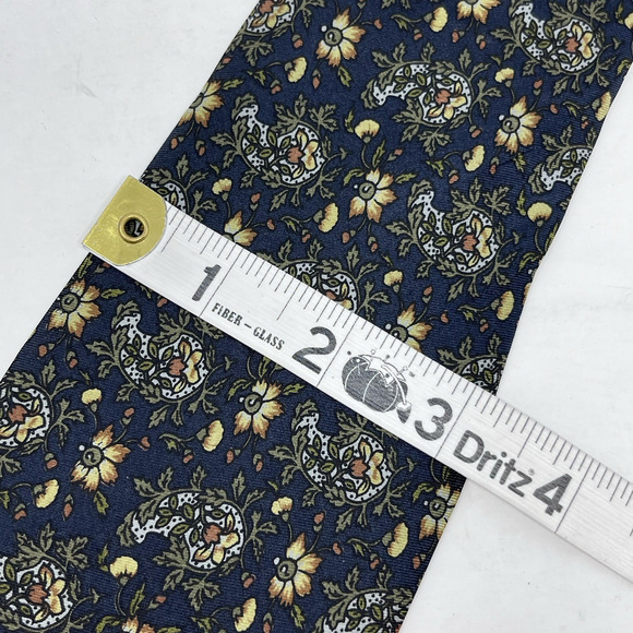 Vintage‎ Herve Monsigny 100% Silk Tie Blue Yellow Floral Print Designer Necktie - Picture 7 of 8